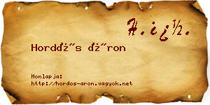 Hordós Áron névjegykártya